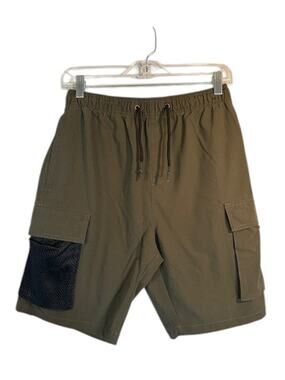 Michael Brandon Olive Green Drawstring Elastic Waist Shorts Men Sz M